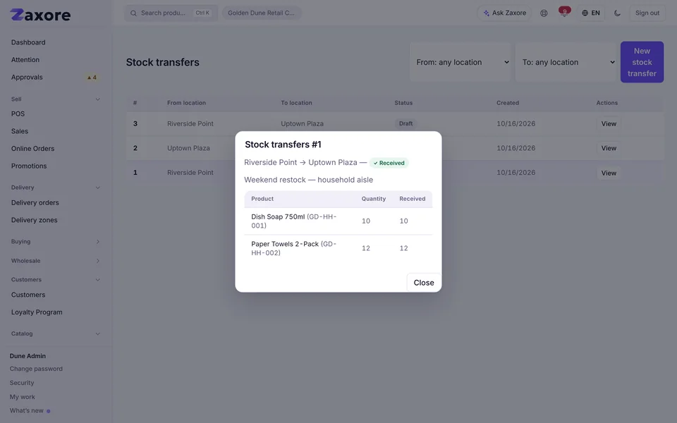 Transfers with a clear status